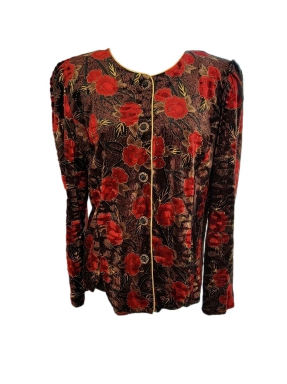 R&K Evening Rose Pattern Jacket Size Large EUC